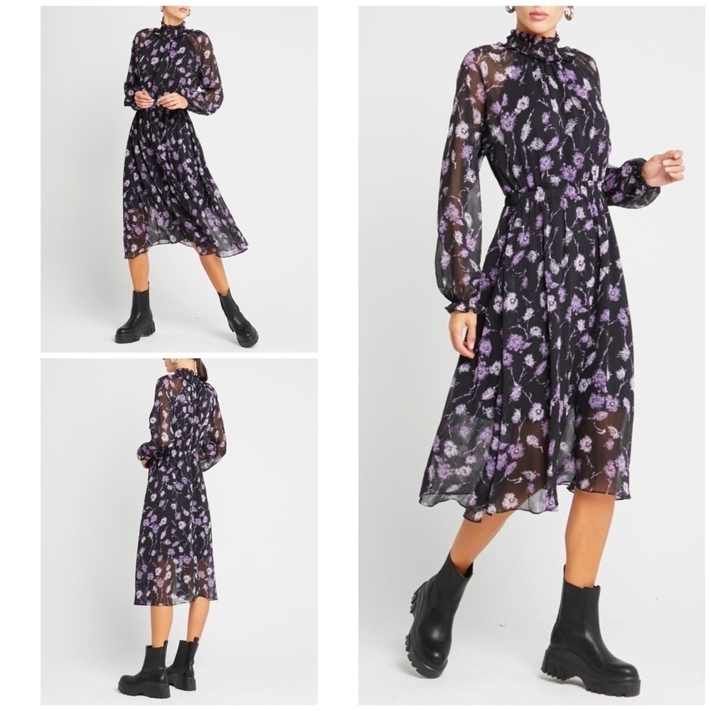 NWT One Pretty Time On the Run Purple Floral Dress